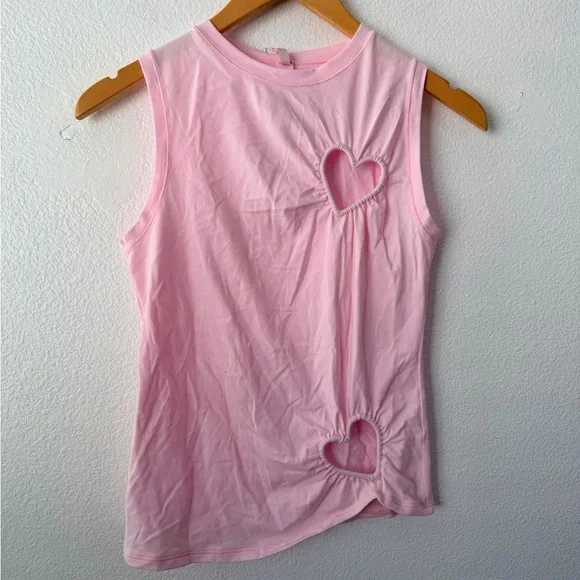 SKIMS Sold Out COTTON JERSEY HEART Cutout TANK TOP CHERRY BLOSSOM Size Medium - Picture 1 of 5